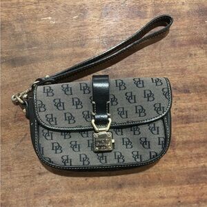 Vintage Dooney & Bourke Signature DB Black and Gray Wristlet